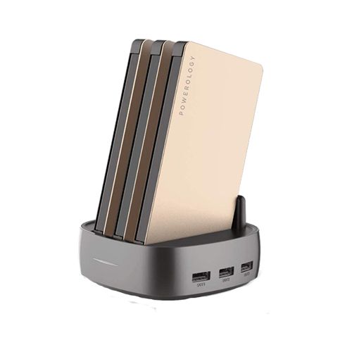 POWEROLOGY 8000MAH 3IN1 POWER BANK STATION ( BULIT-IN LIGHTING&MICRO USB &TYPE-C ) - GOLD