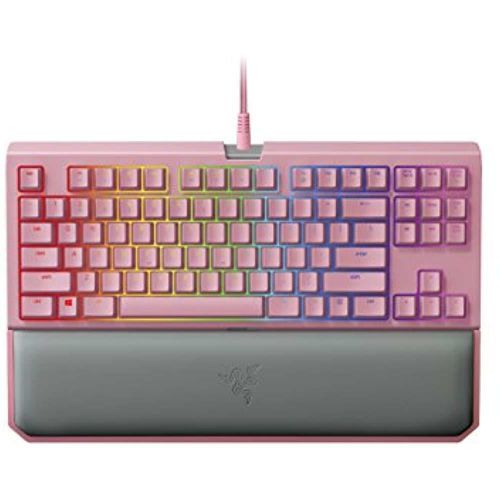 Razer BlackWidow TE Chroma v2 Mechanical Gaming Keyboard - [Quartz Pink]: Green Key Switches - Tactile & Clicky - Chroma RGB Lighting - Magnetic Wrist Rest - Programmable Macro Functionality