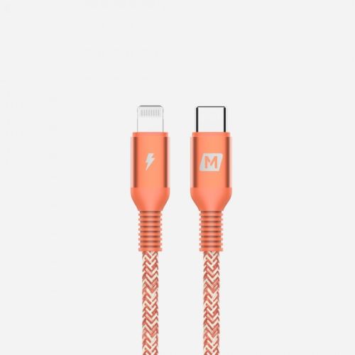 MOMAX ELITE-LINK LIGHTING TO TYPE-C CABLE 0.3M- BRAIDED NYLON RED