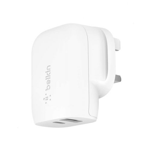  Belkin Wall Charger 32W PD Dual Port 1xUSB-C 20W 1xUSB-A 12W - White