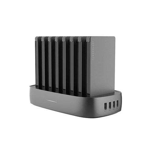 POWEROLOGY 8IN 1 POWER BANK STATION 8000MAH WITH BUILT IN LIGHTNING MICRO USB ,TYPE-C - BLACK