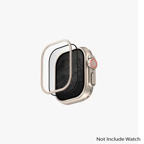 Uniq Optix Duo Pro Watch Ultra Anti-reflective Glass Protector & Stainless Steel Bezel (49mm) - Clear