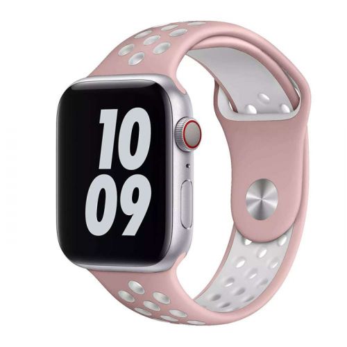 Wiwu Dual Color Sport Band Watchband For iWatch 42-44mm -  Pink/White 