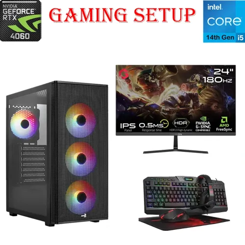 Aerocool Designer Intel Core I5-14th Gen Gaming Pc With Gaming Monitor And Gaming Kit Bundle