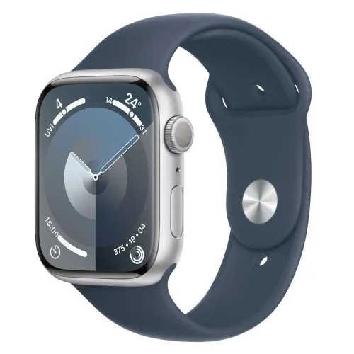 Apple Watch Series 9 Gps 45mm Silver Aluminium Case With Storm Blue Sport Band - S/m