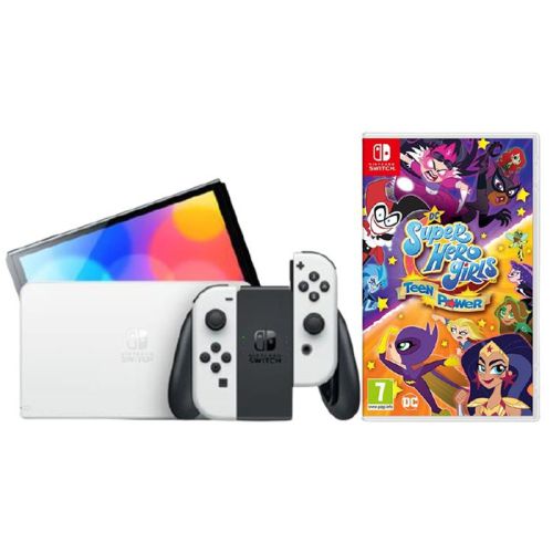 N.S – OLED Model w/ White Joy-Con - White  WIith Free N.S DC Super Hero Girls: Teen Power- R2