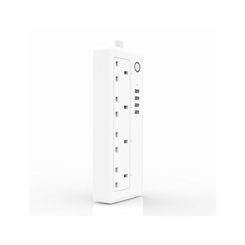 Gadgeton Smart WiFi Plug, Power Extension With 4 AC Outlets And 4 USB Ports - White