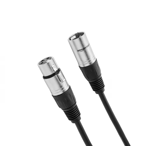 Amazon Basics 2-pack Xlr Microphone Cable Male To Female For Speaker Or Pa System, All Copper Conductors, 6mm Pvc Jacket, 15 Ft - Black