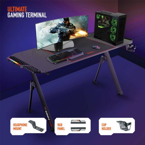 Porodo Gaming E-Sports RGB Desk - Black