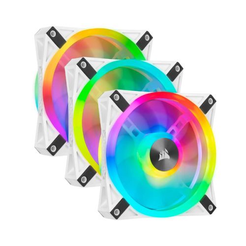 Corsair iCUE QL120 ARGB PWM White Fan - Triple Fan Kit with Lighting Node CORE