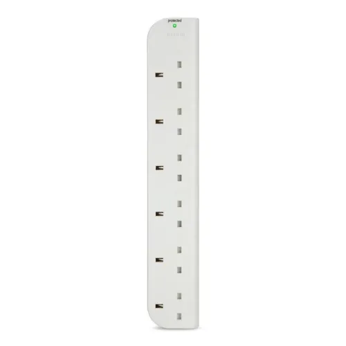 Belkin 6 Sockets Surge Protected Extension - 1m Cable - White