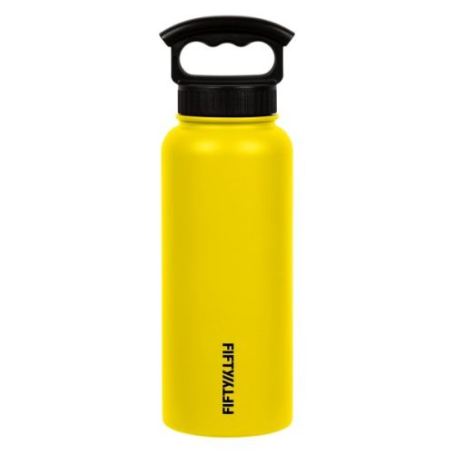 FIFTY/FIFTY 34 Oz Vaccum Insullated Bottle 3 Finger Lid - Color: Yellow