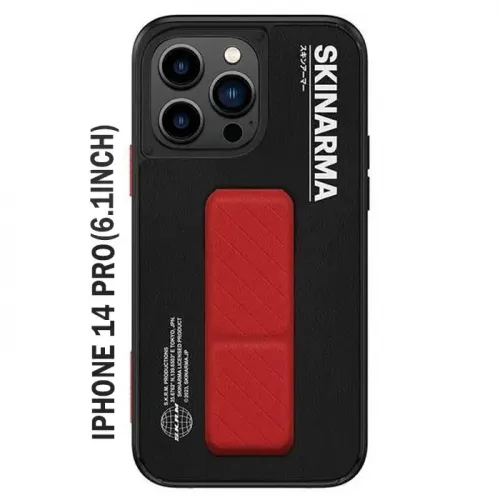 Skinarma Case For iPhone 14 Pro (6.1inch) - GYO With Red grip and stand - Black 