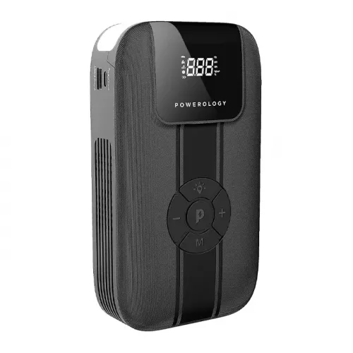 Powerology Jump Starter with Air Compressor and Power Bank - Black 