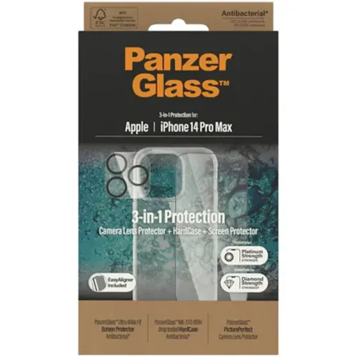 PanzerGlass For iPhone 14 Pro Max Bundle Camera Lens Protector - HardCase - Screen Protector Clear