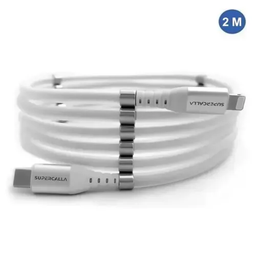 SuperCalla Magnetic USB-C to Lightning Cable 2m - White