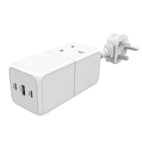 Powerology 65W Power Strip With Dual Power Sockets - White